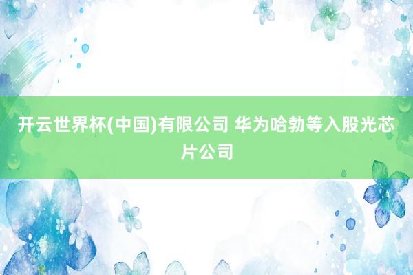 开云世界杯(中国)有限公司 华为哈勃等入股光芯片公司