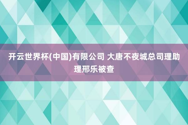 开云世界杯(中国)有限公司 大唐不夜城总司理助理邢乐被查