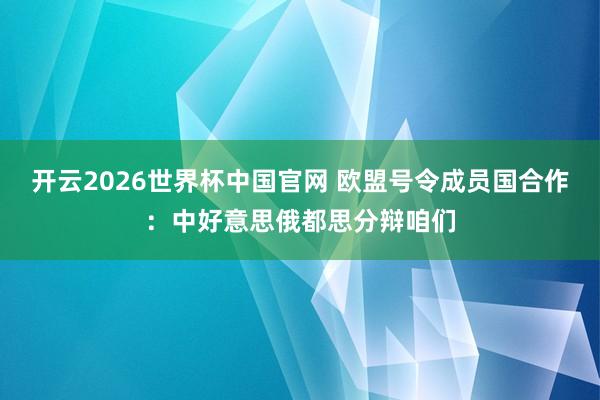 开云2026世界杯中国官网 欧盟号令成员国合作:中好意思俄都思分辩咱们