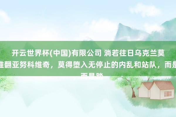 开云世界杯(中国)有限公司 淌若往日乌克兰莫得推翻亚努科维奇,莫得堕入无停止的内乱和站队,而是踏