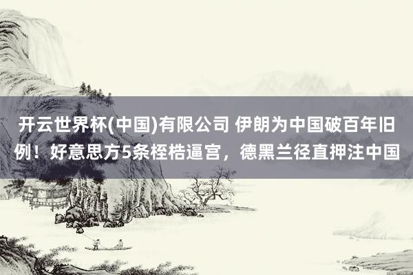 开云世界杯(中国)有限公司 伊朗为中国破百年旧例!好意思方5条桎梏逼宫,德黑兰径直押注中国