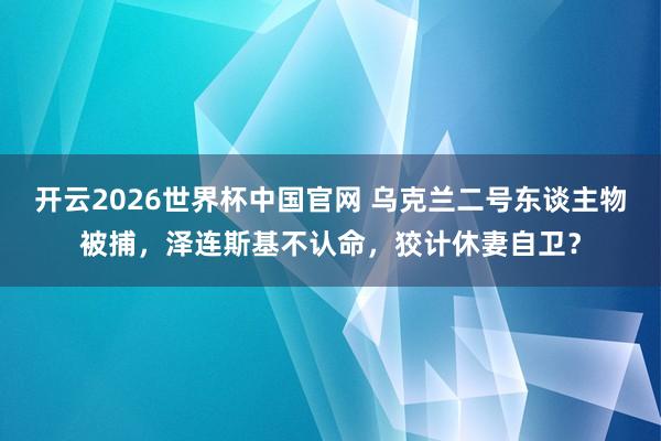 开云2026世界杯中国官网 乌克兰二号东谈主物被捕,泽连斯基不认命,狡计休妻自卫?
