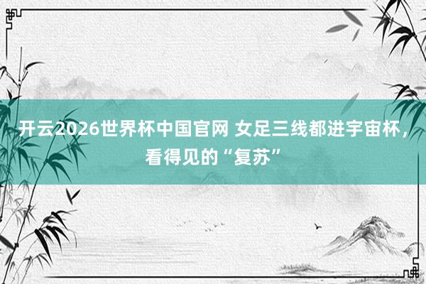 开云2026世界杯中国官网 女足三线都进宇宙杯,看得见的“复苏”