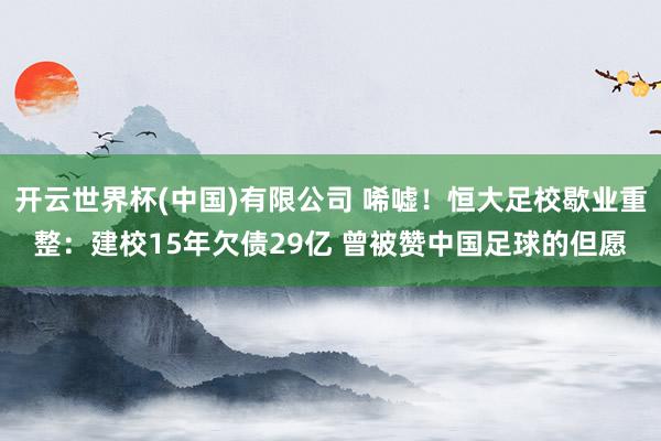 开云世界杯(中国)有限公司 唏嘘!恒大足校歇业重整:建校15年欠债29亿 曾被赞中国足球的但愿