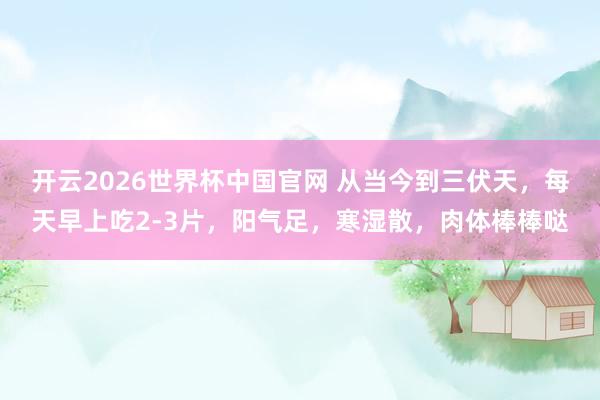 开云2026世界杯中国官网 从当今到三伏天,每天早上吃2-3片,阳气足,寒湿散,肉体棒棒哒