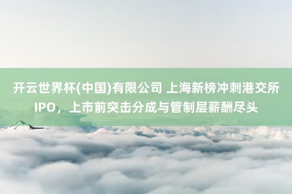 开云世界杯(中国)有限公司 上海新榜冲刺港交所IPO,上市前突击分成与管制层薪酬尽头
