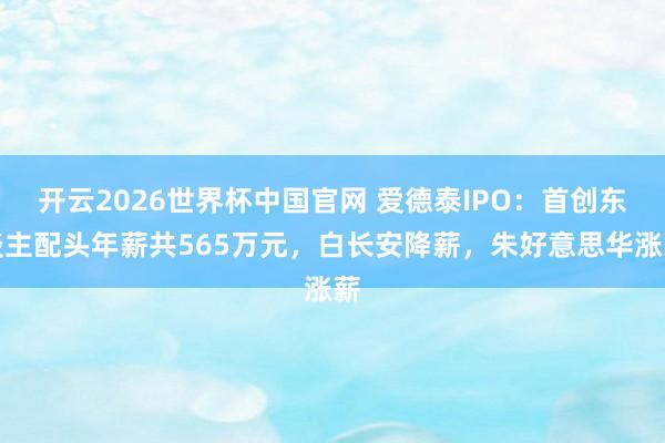 开云2026世界杯中国官网 爱德泰IPO:首创东谈主配头年薪共565万元,白长安降薪,朱好意思华涨薪