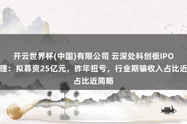 开云世界杯(中国)有限公司 云深处科创板IPO获受理:拟募资25亿元,昨年扭亏,行业期骗收入占比近简略