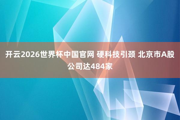 开云2026世界杯中国官网 硬科技引颈 北京市A股公司达484家