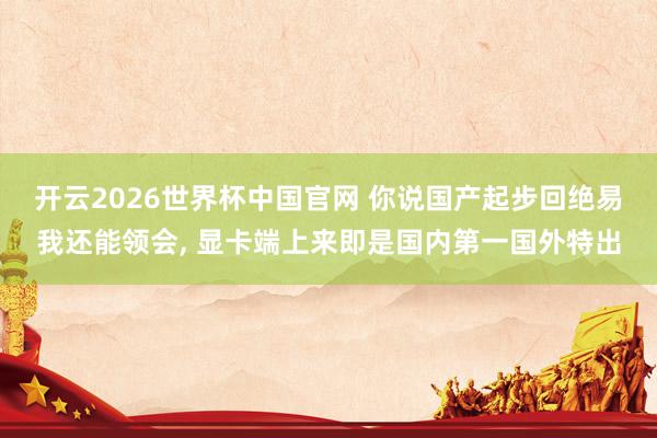 开云2026世界杯中国官网 你说国产起步回绝易我还能领会, 显卡端上来即是国内第一国外特出