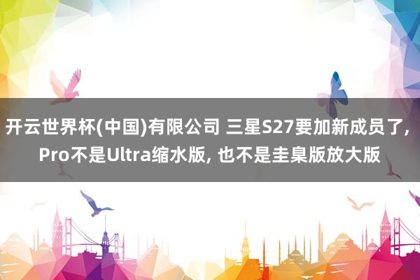 开云世界杯(中国)有限公司 三星S27要加新成员了, Pro不是Ultra缩水版, 也不是圭臬版放大版