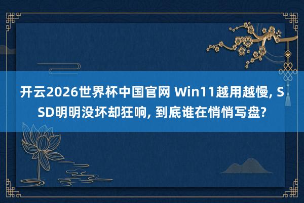开云2026世界杯中国官网 Win11越用越慢, SSD明明没坏却狂响, 到底谁在悄悄写盘?