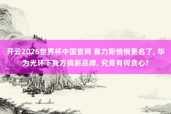 开云2026世界杯中国官网 赛力斯悄悄更名了, 华为光环下我方搞新品牌, 究竟有何贪心?