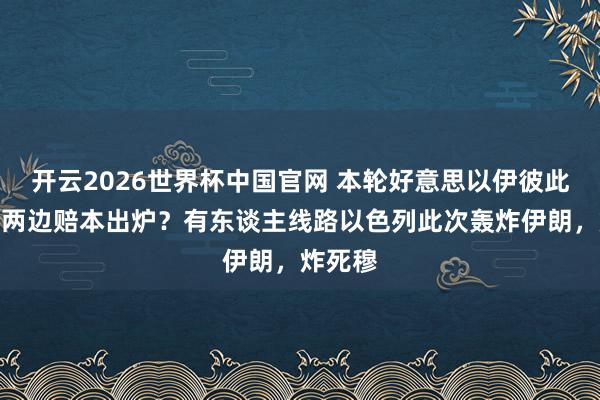 开云2026世界杯中国官网 本轮好意思以伊彼此时弊,两边赔本出炉?有东谈主线路以色列此次轰炸伊朗,炸死穆