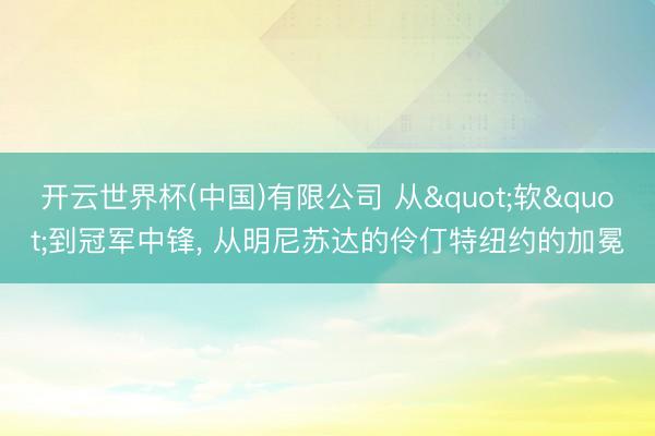 开云世界杯(中国)有限公司 从"软"到冠军中锋, 从明尼苏达的伶仃特纽约的加冕
