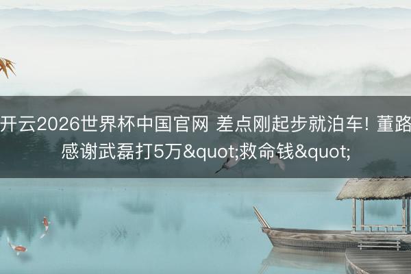 开云2026世界杯中国官网 差点刚起步就泊车! 董路感谢武磊打5万"救命钱"