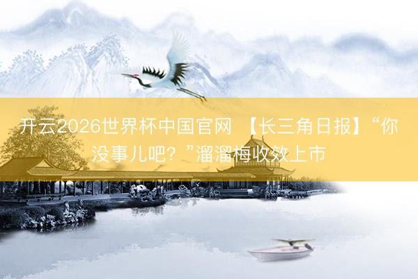 开云2026世界杯中国官网 【长三角日报】“你没事儿吧?”溜溜梅收效上市
