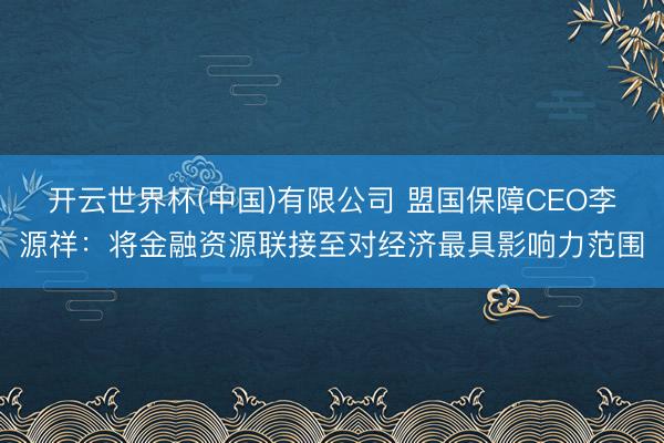 开云世界杯(中国)有限公司 盟国保障CEO李源祥:将金融资源联接至对经济最具影响力范围